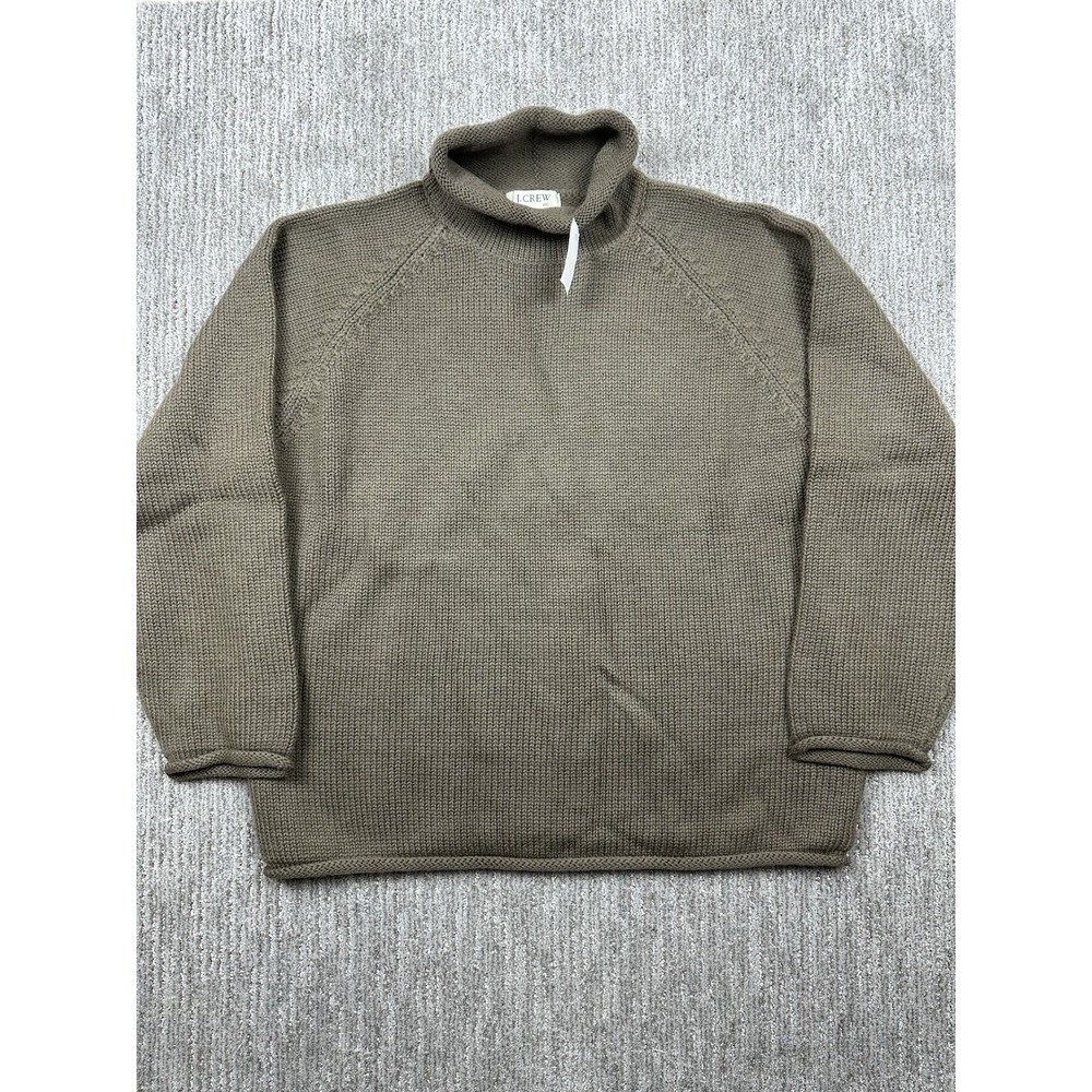 NWT Vintage J.Crew Roll Neck Sweater Mens 2XL Green Wool Knit Oarsman Fisherman